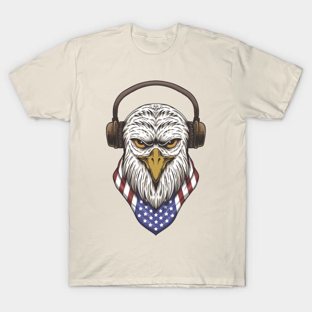 eagle headphone USA flag T-Shirt by Mako Design 